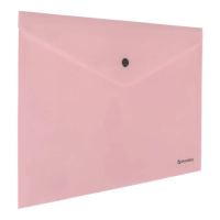 Папка-конверт с кнопкой BRAUBERG 'Pastel', А4, до 100 листов, непрозрачная, персиковая, 0,18 мм, 270476