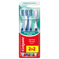 Зубная щетка Colgate 360 удаление бактерий средняя 4в1 2+2шт