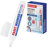 Маркер-краска Brauberg Pro Plus Extra белый, 6мм, нитро-основа