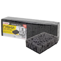 Губка Laima Square Black 98х66х30мм, крупнопористый поролон/абразив, 10 шт/уп