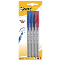 Набор шариковых ручек Bic Round Stic Exact 3 цвета, 4шт/уп, 0.28мм, одноразовые