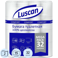 Туалетная бумага Luscan Comfort Megapack 2 слоя, 32 рулона, 15 м, белая