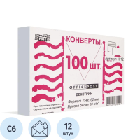 Конверт почтовый Officepost С6 белый, 114х162мм, 80г/м2, 100шт, декстрин