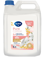 Крем-мыло Aura Pure Cotton Овсяное молоко 2в1, 5л, канистра