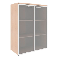 Шкаф средний Skyland Xten XMC 85.7, бук тиара, 856х432х1190мм, со стеклянными дверьми в алюминиевой рамке, с топом