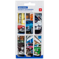 Закладка для книг Brauberg Retro Cars, 60х20мм, магнитная, 6шт