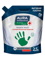 Жидкое мыло Aura Антибактериальный эффект алоэ 2,5л, дой-пак