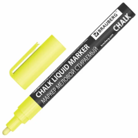 Маркер меловой CHALK LIQUID MARKER, ЖЕЛТЫЙ, 3 мм, стираемый, BRAUBERG 'CHALK', 152590