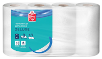 Бумажные полотенца Fine Life Deluxe 3 слоя, 4 рулона 1/2 листа, 12м, белые