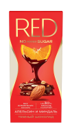 Шоколад Red Delight темный с апельсином и миндалем без сахара, 70г