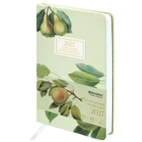 Ежедневник датированный 2027 А5 138x213мм BRAUBERG Vista Glow, под кожу, твердый, Pear tree, 117961