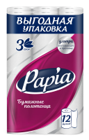 Бумажные полотенца Papia 3 слоя, 12 рулонов, 12,5м, белые