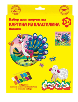 Набор д/творчества Каляка-Маляка картина из пластилина ПАВЛИН воск. пластилин 12 цветов