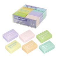 Ластики BRAUBERG 'Pastel Soft' набор 12 шт., размер ластика 31*20*10мм, экологичный ПВХ, 229598