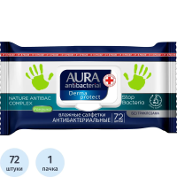 Салфетки влажные Aura антибактериальные, 72 шт