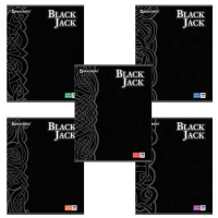 Тетрадь Brauberg Black Jack, А5, 48 листов, в клетку, на скрепке, мелованный картон/ лак