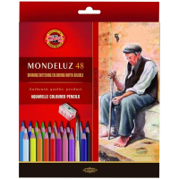 Карандаши акварельные Koh-I-Noor 'Mondeluz Old Man', 48цв., заточен., кисть+точилка, картон, европодвес