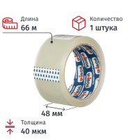 Клейкая лента упаковочная Unibob 400 48мм х66м, прозрачная, 40мкм