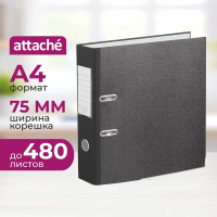 Папка-регистратор 75 мм Attache мрамор,мет.уг.,черный кореш,карм.кор,бум/бум