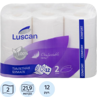 Туалетная бумага Luscan Comfort 2 слоя, 12 рулонов, 21,88 м, белая