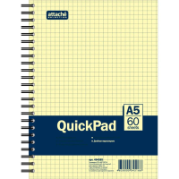 Бизнес тетрадь Quickpad Yellow Pad, А5, 60 листов, в клетку, на спирали, ламинированный картон