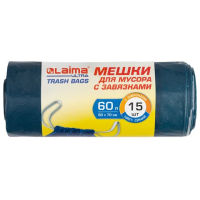 Мешки для мусора Laima Ultra 60л, 30мкм, с завязками, 15 шт