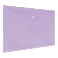 Папка-конверт с кнопкой BRAUBERG Pastel, А4, матовая непрозрачная лиловая, ПРОЧНАЯ, 0,2 мм, 272881