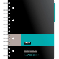 Бизнес тетрадь Smartbook серо-бирюзовая, А5, 120 листов, в клетку, на спирали, пластик