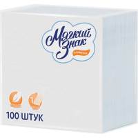 Салфетки бумажные Мягкий Знак 24х24см, 100шт, 1 слой, белые
