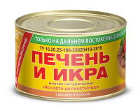 Печень и икра минтая Примрыбснаб ассорти деликатесное, 240г