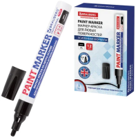 Маркер-краска Brauberg Paint Marker черный, 4мм, нитро-основа, алюминиевый корпус
