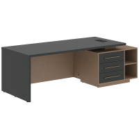 Стол руководителя с тумбой VCT 2390(R) Яшма черный/Кобра 2300х900х750 VELION