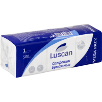 Салфетки бумажные Luscan Megapack 24х24, 500шт, 1 слой, белые