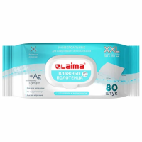 Влажные салфетки Laima XXL, 16.5х25см, 80шт/уп