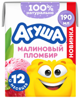 Коктейль молочный Агуша малиновый пломбир 2%, 190мл