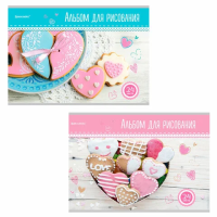 Альбом для рисования А4 24 л., скоба, обложка картон, BRAUBERG, 202х285 мм, 'Вкусняшки' (2 вида), 105608