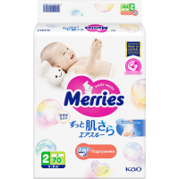 Подгузники Merries S 4-8кг, 70шт