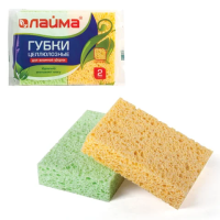 Губка Laima целлюлозные, 2.1х9.6х6.4см, ассорти, 2шт/уп