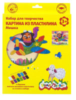 Набор д/творчества Каляка-Маляка картина из пластилина МИШКА воск. пластилин 12 цветов