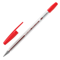 Шариковая ручка Brauberg M-500 Classic красная, 0.35мм, прозрачный корпус