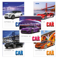 Тетрадь Brauberg Крутые тачки-2, А5, 48 листов, в клетку, на скрепке, мелованный картон/ лак