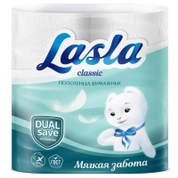 Бумажные полотенца Lasla Classic 2 слоя, 2 рулона, 12м, белые