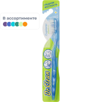 Зубная щетка Dr.Clean средней жёсткости с подушечкой для чистки языка, голубая