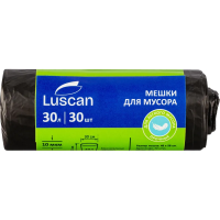 Мешки для мусора ПНД 30л 10мкм 30шт/рул черного цвета 48х58см Luscan_СПБ
