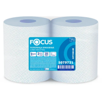 Бумага протирочная FOCUS (W1) Jumbo, 2 слоя, КОМПЛЕКТ 2 рулона, 350 м, 1000 листов, лист 24х35, 5079731, 5043342/5079731