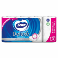 Туалетная бумага Zewa Deluxe 3 слоя, 8 рулонов, 21 м, белая