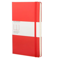 Записная книжка Moleskine Classic Large красный, 130х210мм, 120 листов, в линейку, на сшивке, с резинкой, твердая обложка