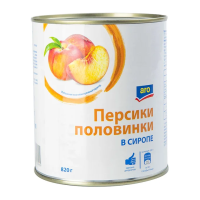 aro Половинки персиков в сиропе, 820г