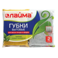 Губка Laima в металлизированной оплетке, 2.8х11.5х7.8см, ассорти, 2шт/уп