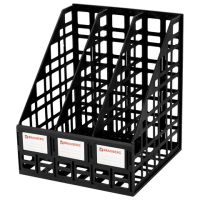 Лоток вертикальный для бумаг BRAUBERG 'ULTRA', 240 мм, 3 отделения, сетчатый, сборный, черный, 238249